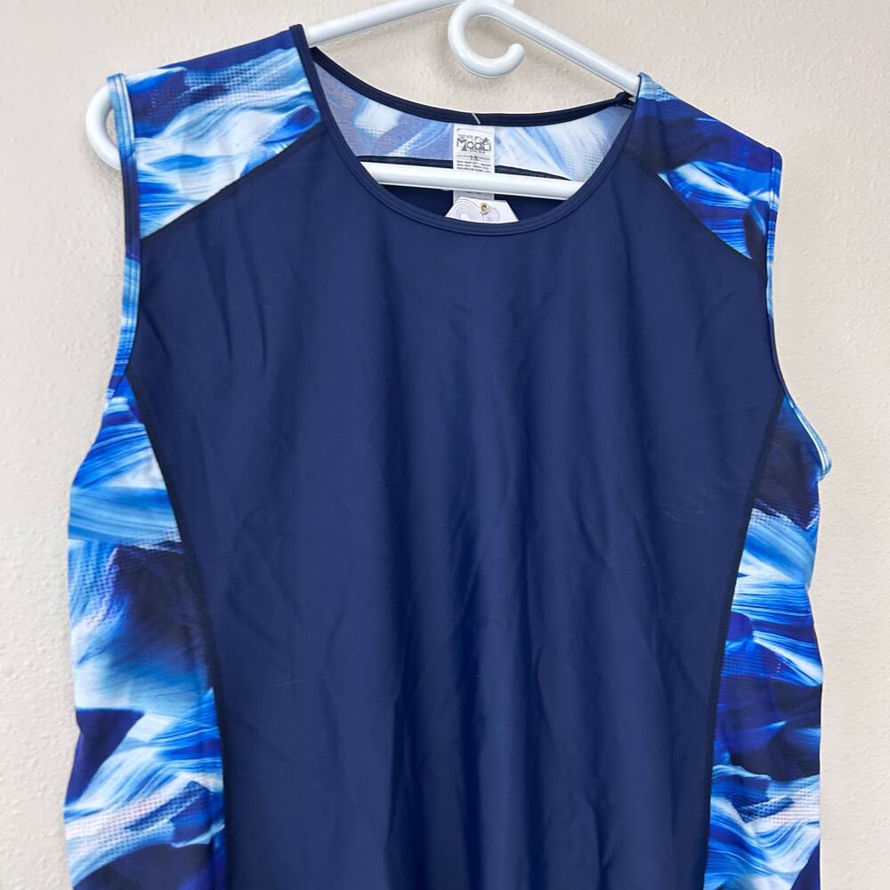 New Modli sleeveless swim top tank tankini swimsuit top vacation beach blue 1X - Picture 7 of 13